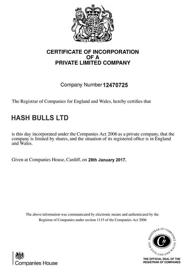 Hash Bull certificate